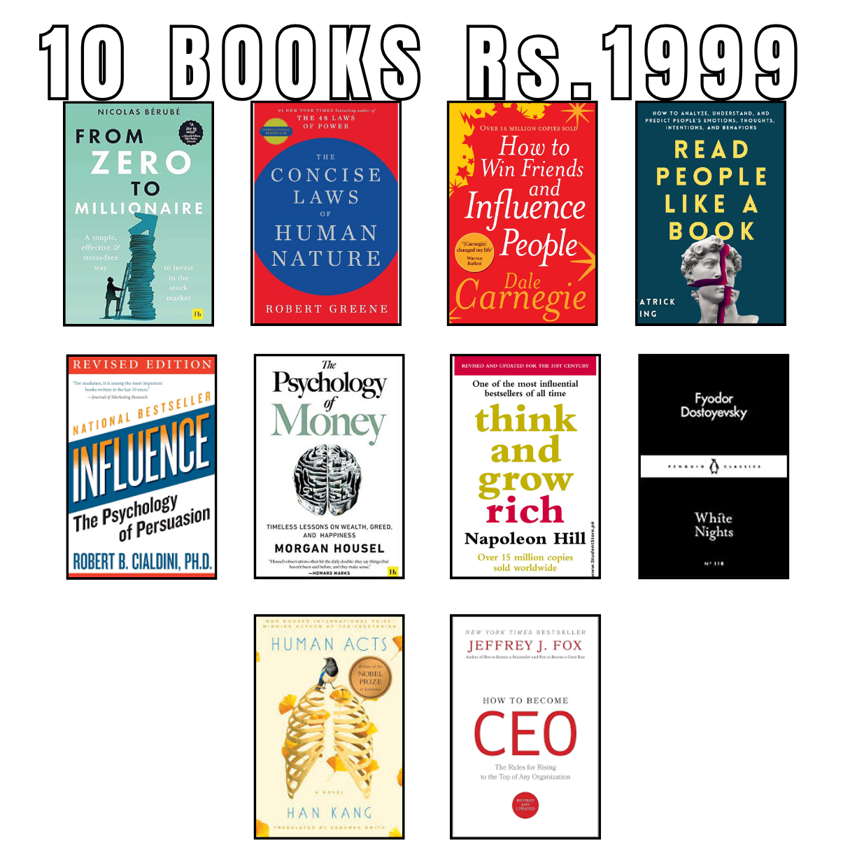 10 Books Bundle – Rs. 1999 | Business, Psychology & Classic Fiction Collection