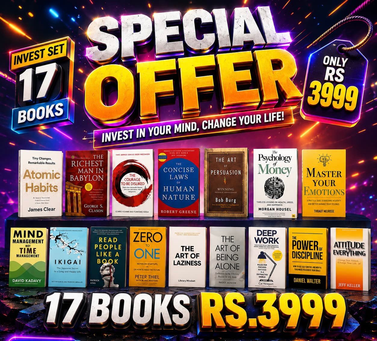 Invest In yourself deal : 15+(2 Gift books) 17 books