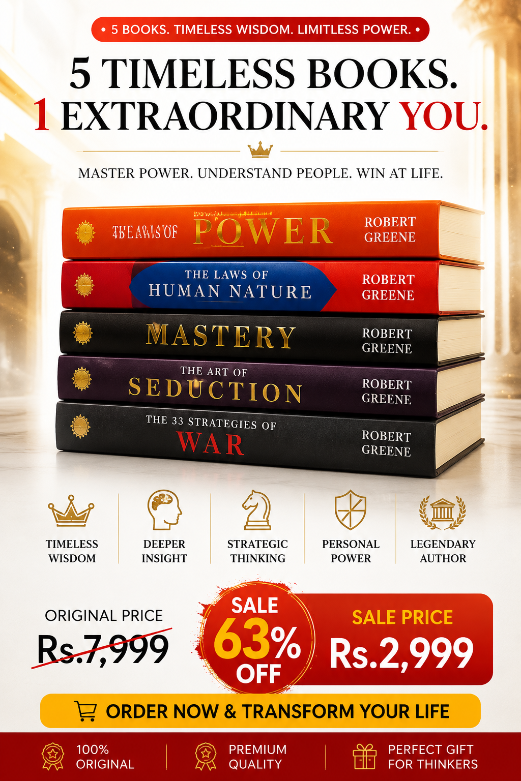 Robert Greene 5-Book Bundle | Power, Mastery & Strategy