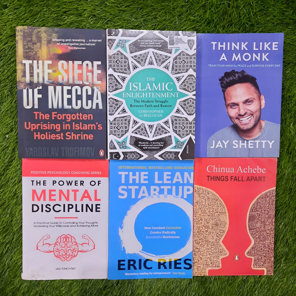 THE SIEGE UF MECCA=THE ISLAMIC ENLIGHTENMENT=THINK LIKE A MONK=THE POWER OF MENTAL DISCIPLINE=THE LEAN STARTUP=Chinua Achebe THINGS FALL APART