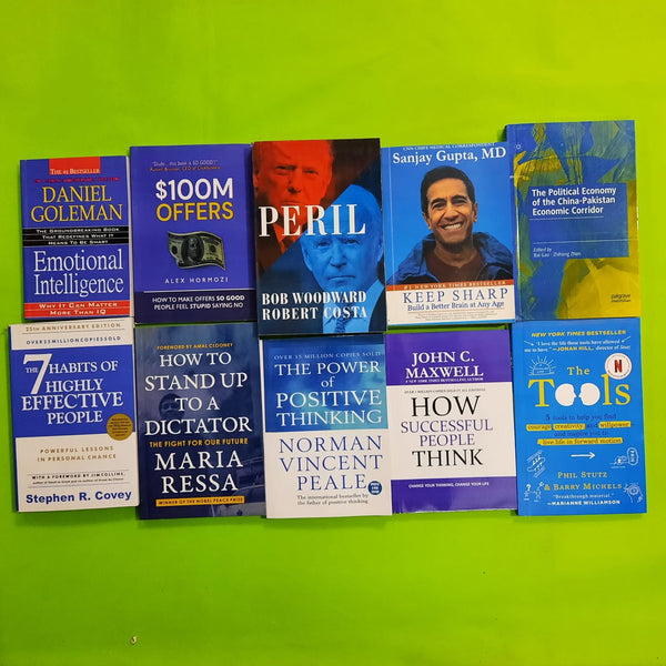 Emotional Intelligence+$100M OFFERS+PERIL+KEEP SHARP +The Political Economy of the China-Pakistan Economic Corridor+7 HABITS +HOW TO STAND UP TO A DICTATOR+THE POWER of POSITIVE THINKING+HOW SUCCESSFUL PEOPLE THINK+The Tools 5 tools to help you find