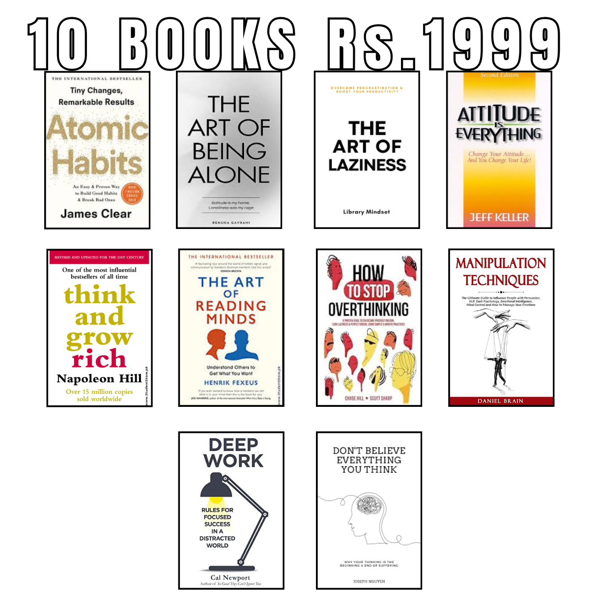 10 Books Bundle – Rs. 1999 | Productivity, Mindset & Psychology Collection