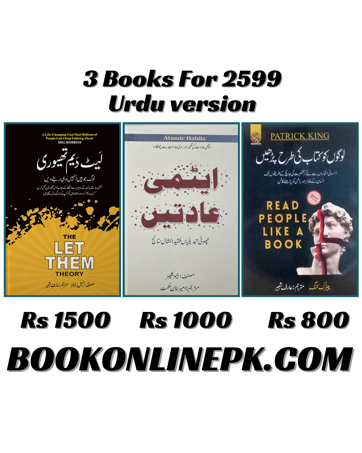 3 Urdu Books Bundle – Let Them Theory, Atomic Habits & Read People Like a Book