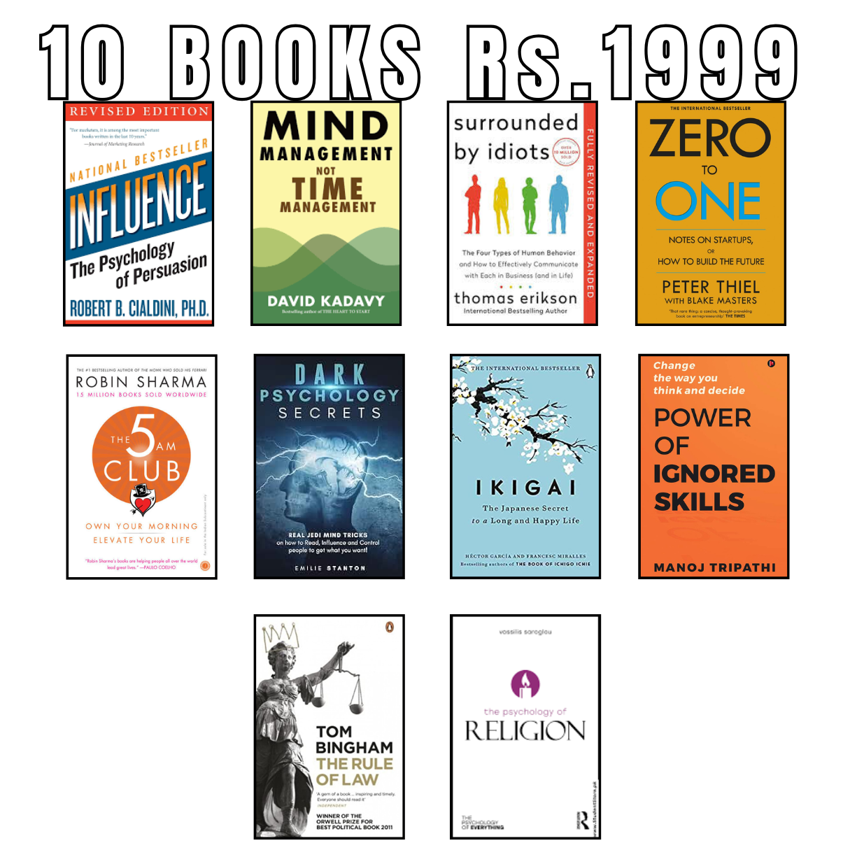10 Books Bundle – Rs. 1999 | Psychology, Business & Mindset Collection