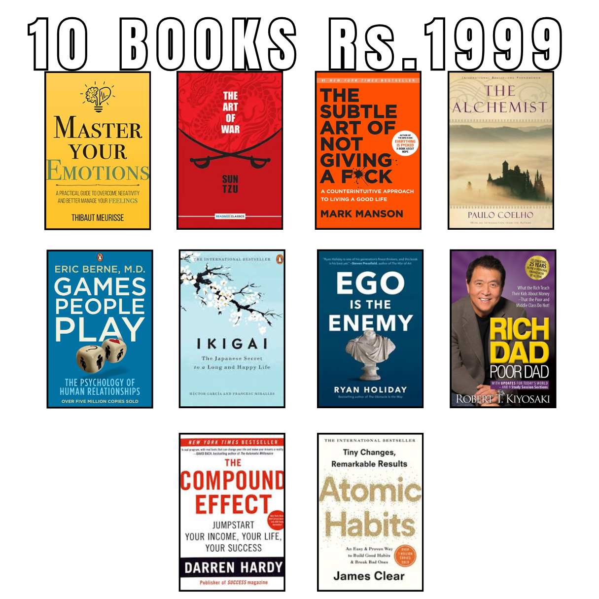 10 Books Bundle – Rs. 1999 | Self-Help, Finance & Philosophy Collection