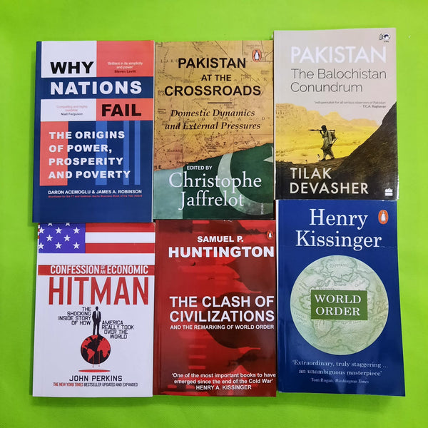 why nations fail=pakistan at the crossroads=pakistan the balochistan conrundrum=hitman=the clash of civilizations=world order