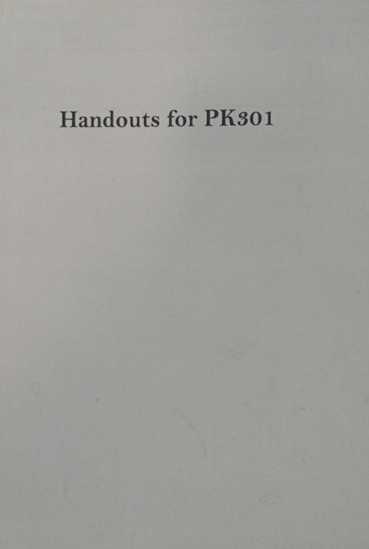 Handouts For PK301