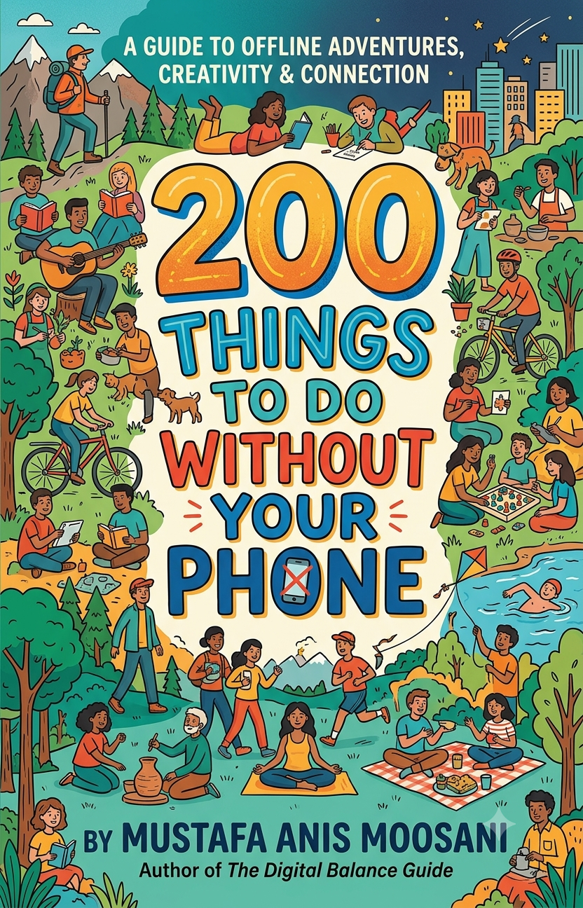 200 Things to Do Without Your Phone book cover by Mustafa Anis Moosani