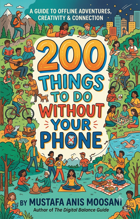 200 Things to Do Without Your Phone book cover by Mustafa Anis Moosani
