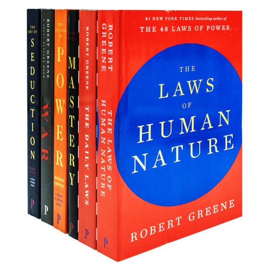 Robert Greene 6-Book Collection | Laws of Human Nature, 48 Laws of Power, Art of Seduction, Mastery, 33 Strategies of War & The Daily Law
