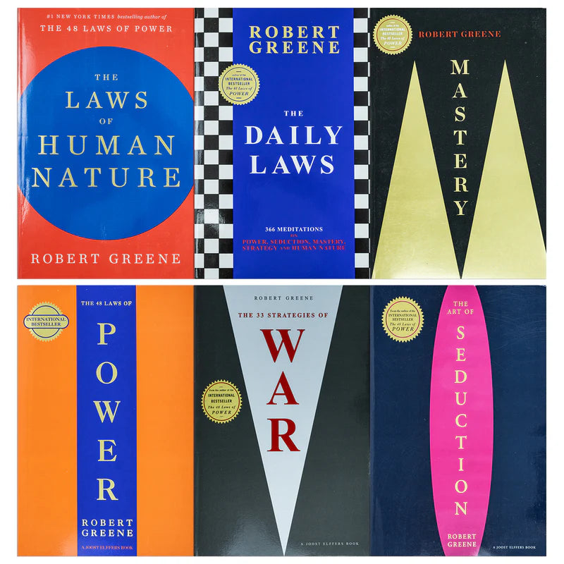 6 Books Collection Set By Robert Greene(Laws of Human Nature, 48 Laws Of Power, Art of Seduction, The Concise Mastery, 33 Strategies of War, The Daily Law)