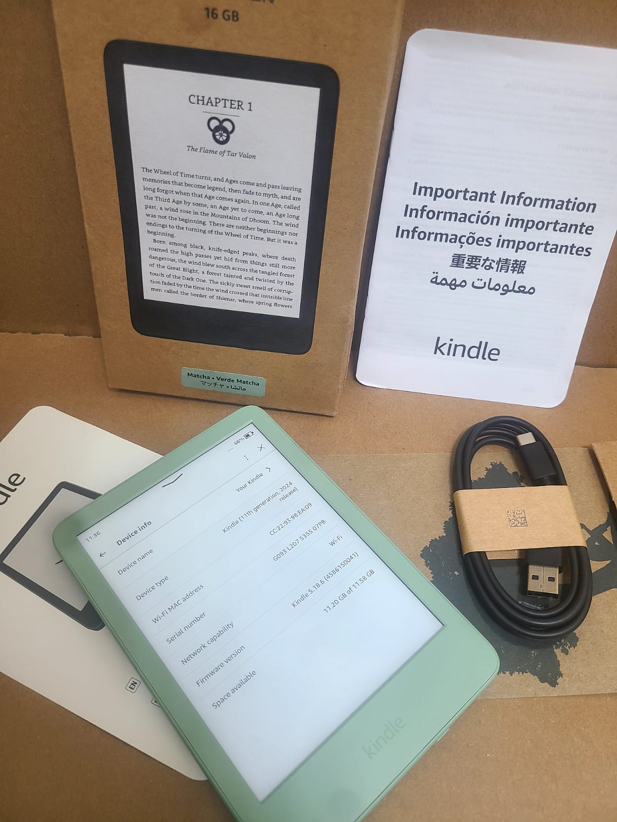 Amazon Kindle 11th gen 16 GB (newest model) - Lightest and most compact Kindle, now with faster page turns, and higher contrast ratio, for an enhanced reading experience - Without Lockscreen Ads - Matcha
