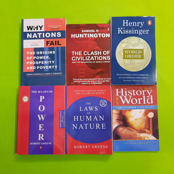 WHY NATIONS FAIL+THE CLASH OF CIVILIZATIONS+WORLD ORDER+THE 48 LAWS OF POWER+THE LAWS OF HUMAN NATURE+A short History World