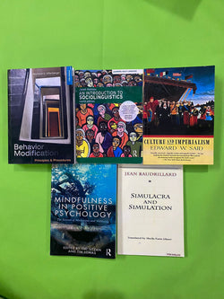 Behavior Modification=AN INTRODUCTION TO SOCIOLINGUISTICS fourth=CULTURE AND IMPERIALISM EDWARD W. SAID=MINDFULNESS IN POSITIVE PSYCHOLOGY=SIMULACRA AND SIMULATION