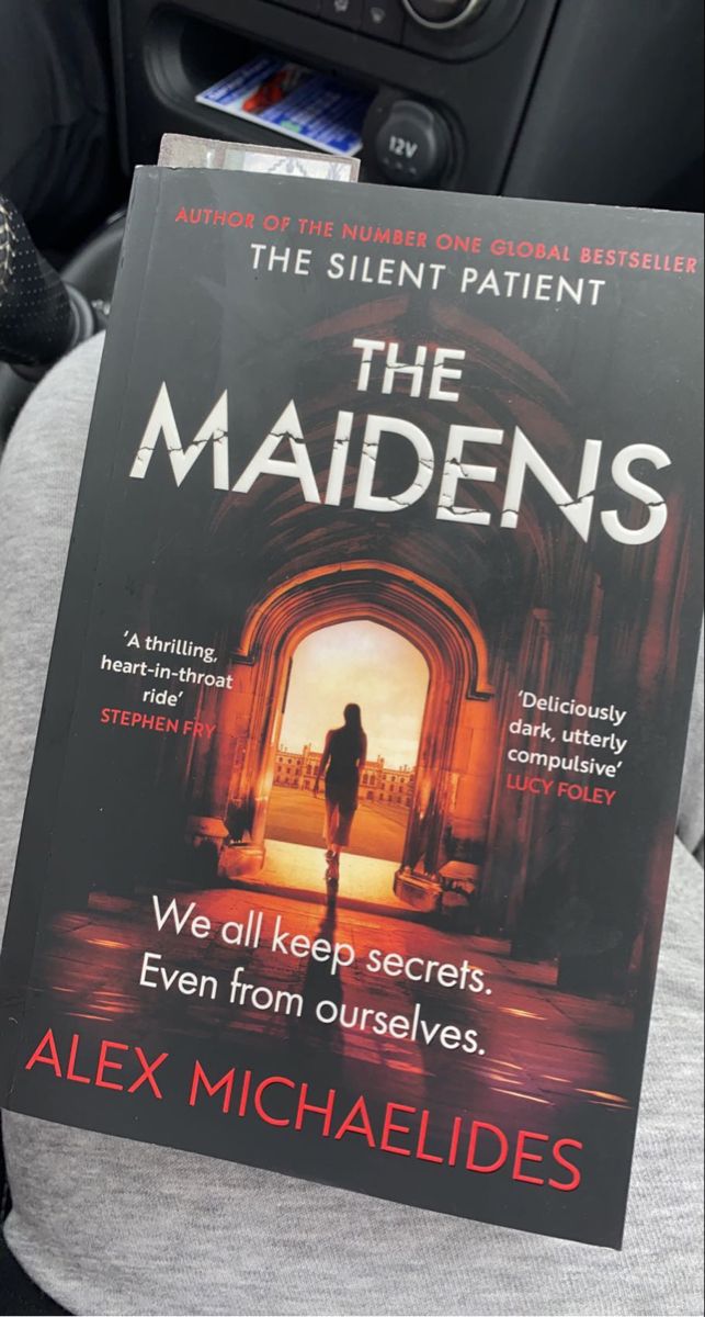 Photograph of The Maidens book cover by Alex Michaelides